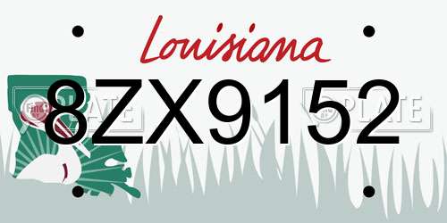 8ZX9152 Louisiana License Plate