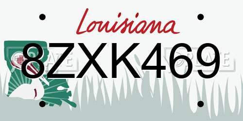 8ZXK469 Louisiana License Plate