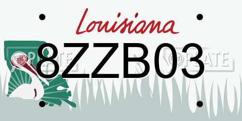 8ZZB03 Louisiana License Plate