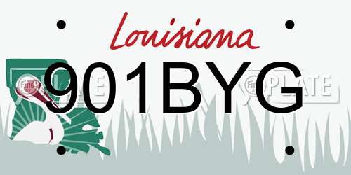 901BYG Louisiana License Plate