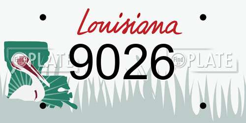 9026 Louisiana License Plate