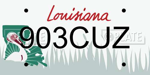 903CUZ Louisiana License Plate