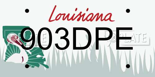 903DPE Louisiana License Plate