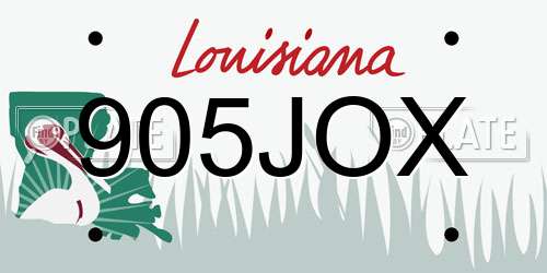 905JOX Louisiana License Plate