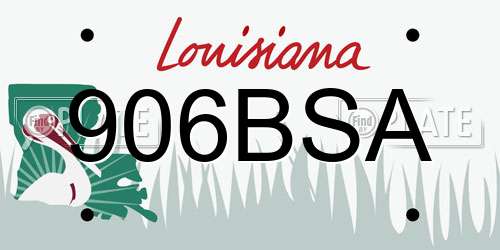 906BSA Louisiana License Plate