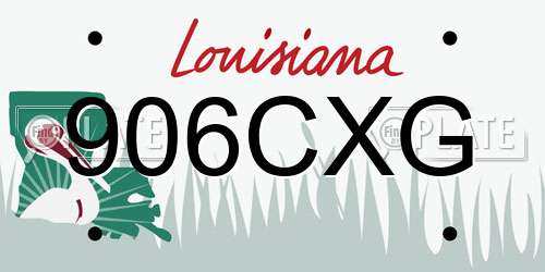 906CXG Louisiana License Plate