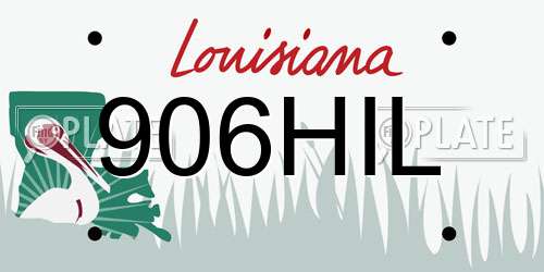906HIL Louisiana License Plate