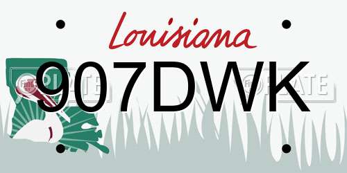 907DWK Louisiana License Plate
