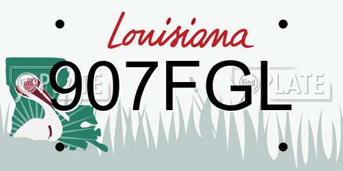 907FGL Louisiana License Plate