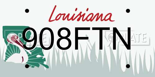 908FTN Louisiana License Plate