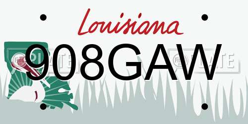 908GAW Louisiana License Plate