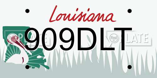 909DLT Louisiana License Plate