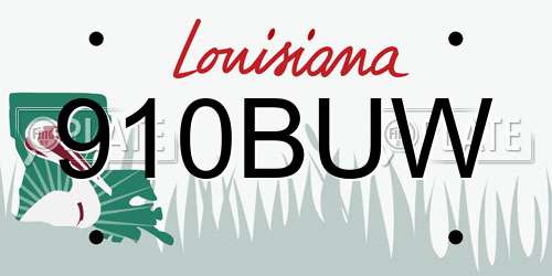 910BUW Louisiana License Plate