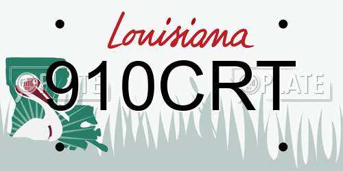 910CRT Louisiana License Plate
