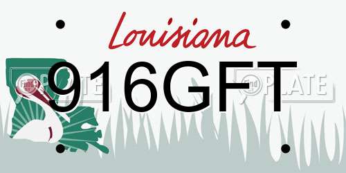 916GFT Louisiana License Plate