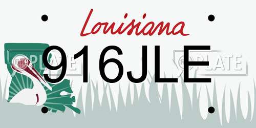 916JLE Louisiana License Plate