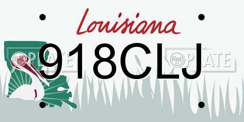 918CLJ Louisiana License Plate