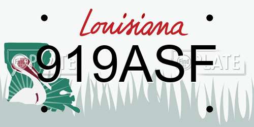 919ASF Louisiana License Plate