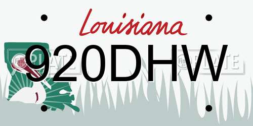 920DHW Louisiana License Plate