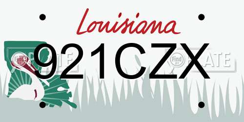 921CZX Louisiana License Plate