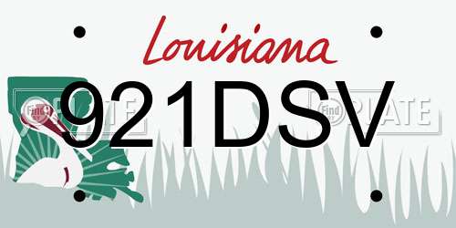 921DSV Louisiana License Plate