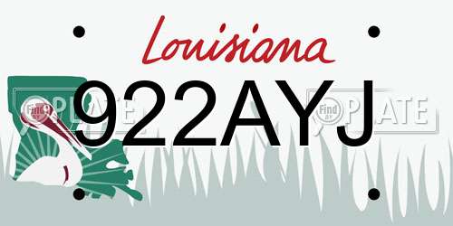 922AYJ Louisiana License Plate