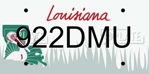 922DMU Louisiana License Plate