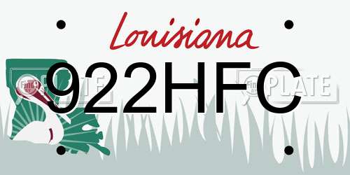 922HFC Louisiana License Plate