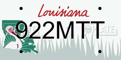 922MTT Louisiana License Plate