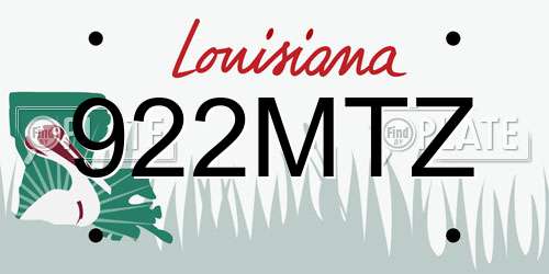 922MTZ Louisiana License Plate