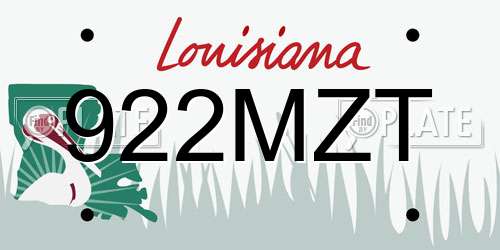 922MZT Louisiana License Plate