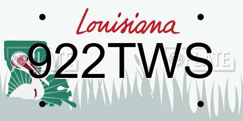 922TWS Louisiana License Plate