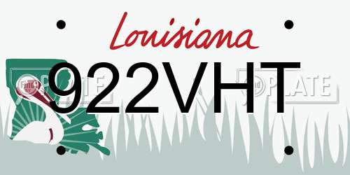 922VHT Louisiana License Plate