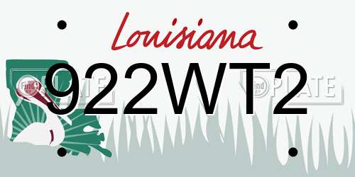 922WT2 Louisiana License Plate
