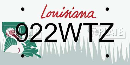 922WTZ Louisiana License Plate