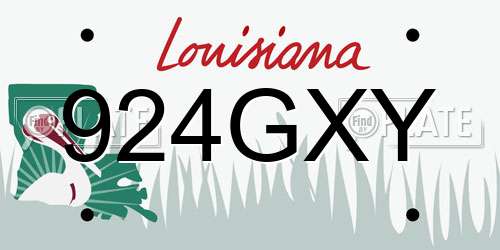 924GXY Louisiana License Plate