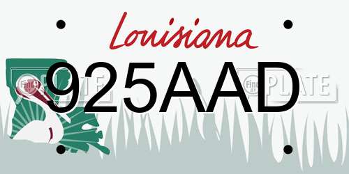 925AAD Louisiana License Plate