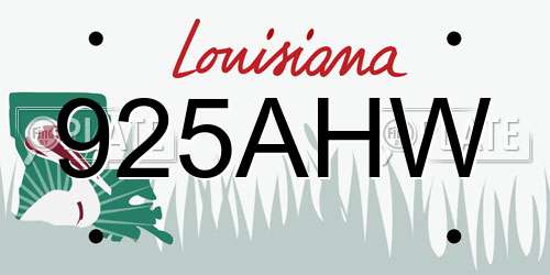 925AHW Louisiana License Plate