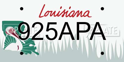 925APA Louisiana License Plate