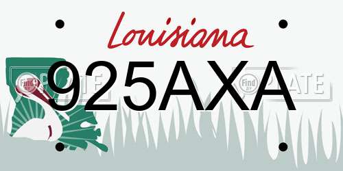 925AXA Louisiana License Plate