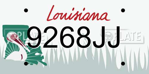 9268JJ Louisiana License Plate