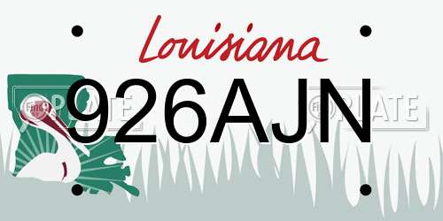 926AJN Louisiana License Plate