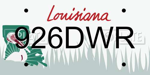 926DWR Louisiana License Plate