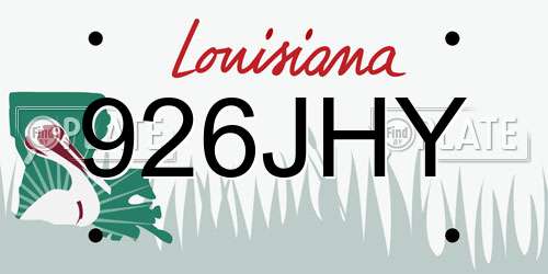 926JHY Louisiana License Plate