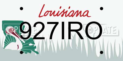 927IRO Louisiana License Plate