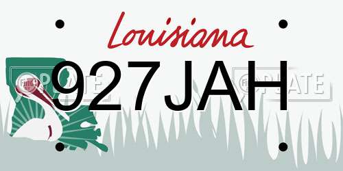 927JAH Louisiana License Plate