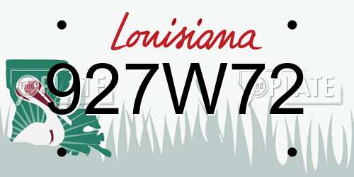927W72 Louisiana License Plate