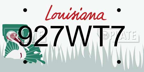 927WT7 Louisiana License Plate