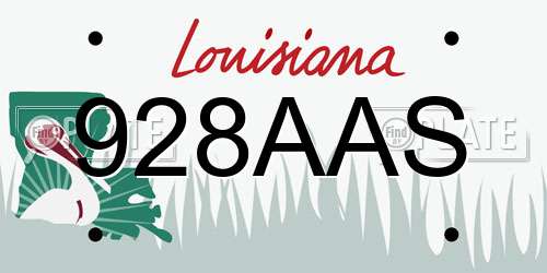 928AAS Louisiana License Plate
