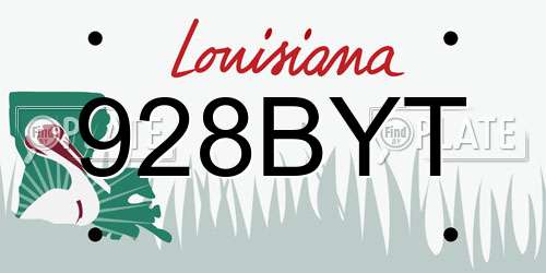 928BYT Louisiana License Plate